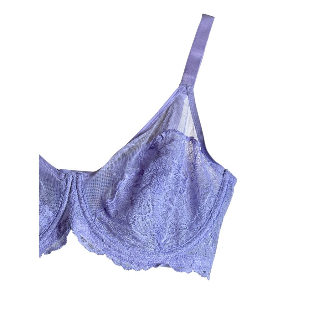 HSIA Blossom Lace Underwire Bra Periwinkle Purple 38D NWT Sheer Mesh - Picture 4 of 8